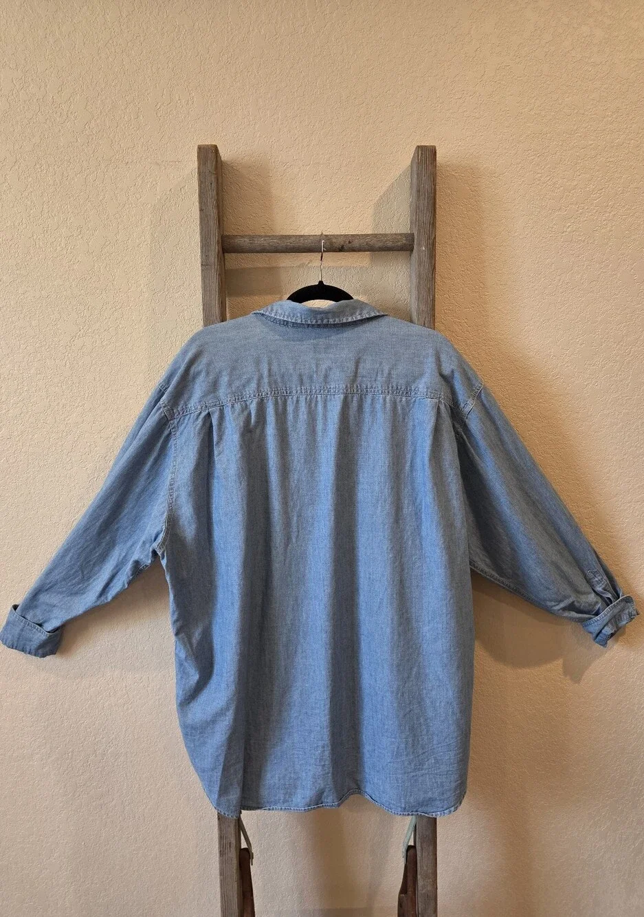 GAP Light Blue Denim Long Button Down Shirt - Size XL